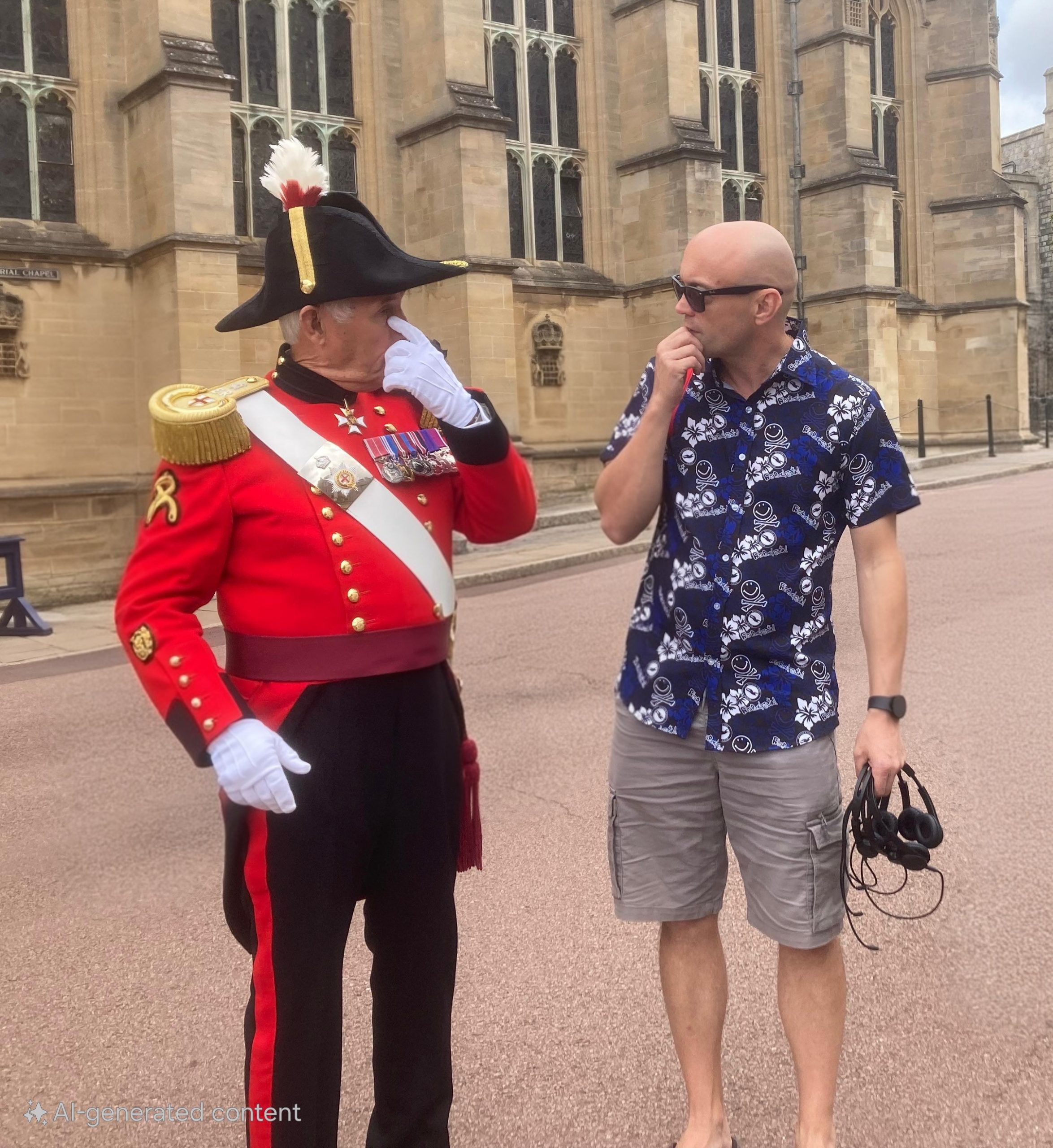 Talking to one of the Knights at windsor castle